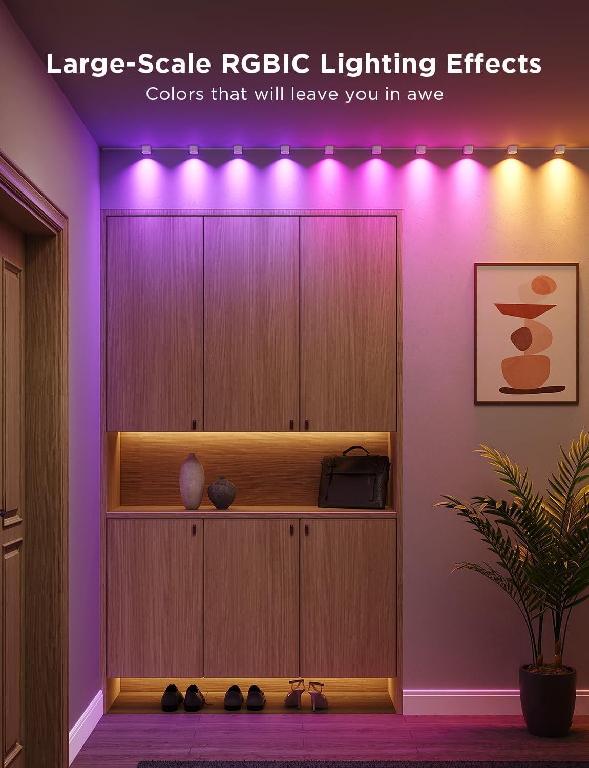 imageGovee RGBIC String Downlights Smart LED String Lights Works with Alexa Color Changing Indoor Wall Light Fixture for Party Music Sync 98ft with 15 LEDs WhiteWhite