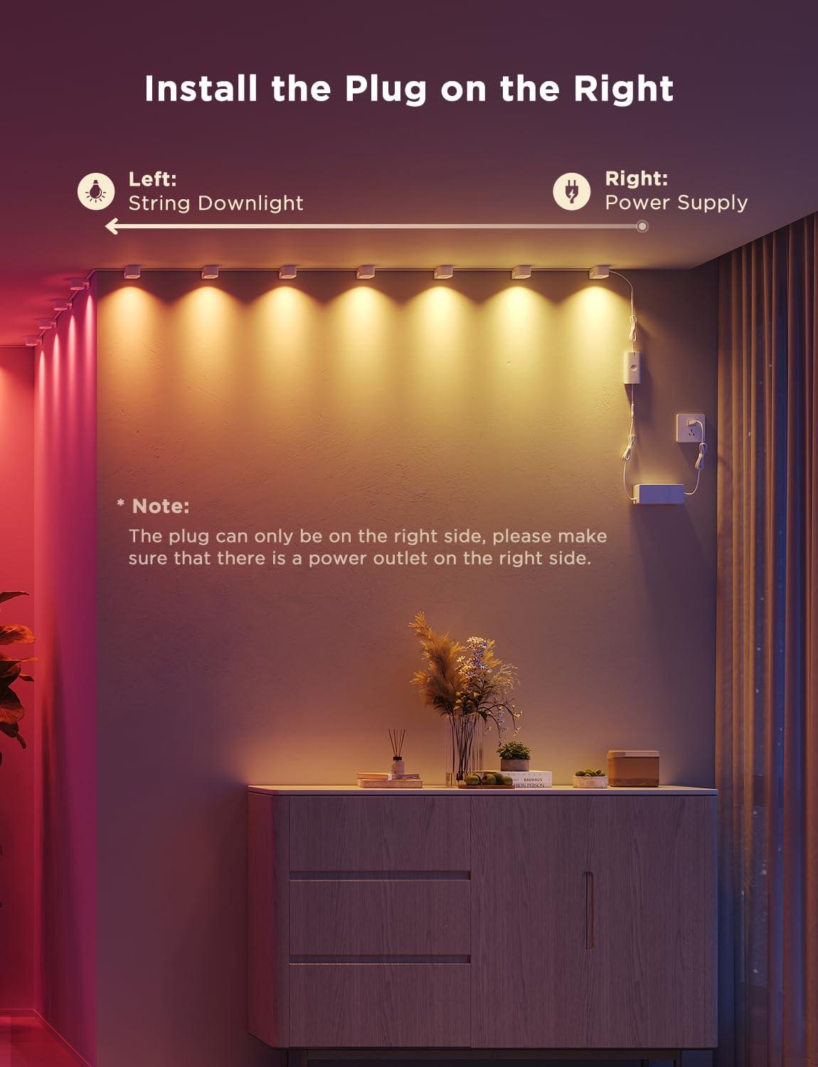 imageGovee RGBIC String Downlights Smart LED String Lights Works with Alexa Color Changing Indoor Wall Light Fixture for Party Music Sync 98ft with 15 LEDs WhiteWhite
