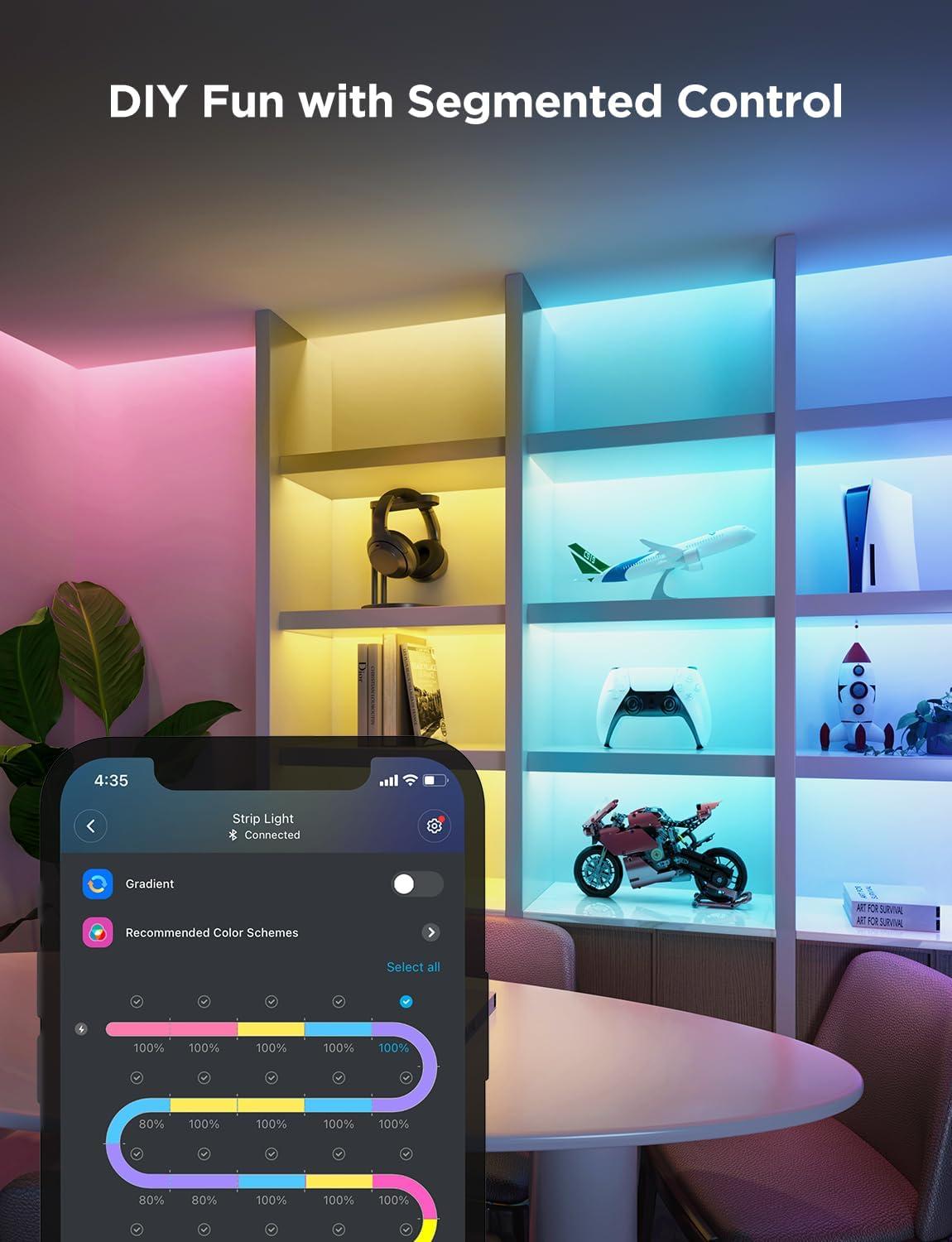 imageGovee RGBIC Strip Light 2 Pro with Matter 164ft Smart LED Strip Lights Work with Alexa and Google Assistant DIY Color Changing Light Strip LED Lights for Bedroom Cabinet Party Home Decor164ft