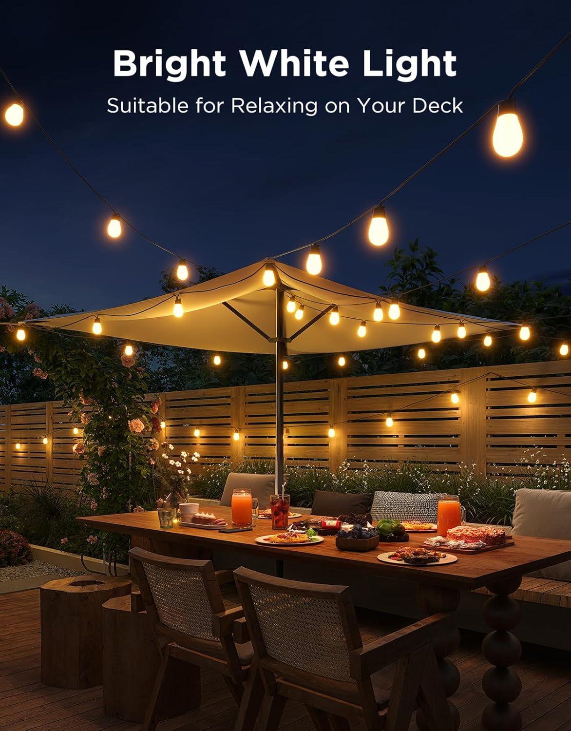 imageGovee S14 Bulb Outdoor String Lights 2 96ft Smart RGBIC Warm White Patio Lights with 30 LED Bulbs 111 Scene Modes for Outdoor Decor Works with Alexa Google Matter APP Control IP66 Waterproof48ft
