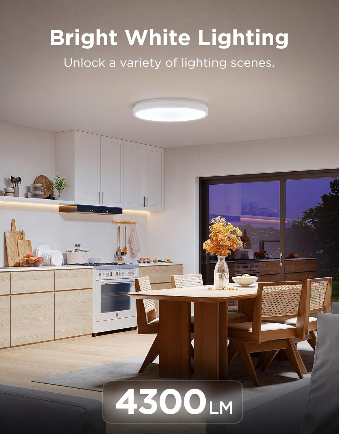 imageGovee Smart Ceiling Light 4300LM RGBIC LED Ceiling Light Fixture Works with Matter Flush Mount Light Fixture DIY Colors 2700K6500K Dimmable for Bedroom Living Room 15 Inch 1 Pack