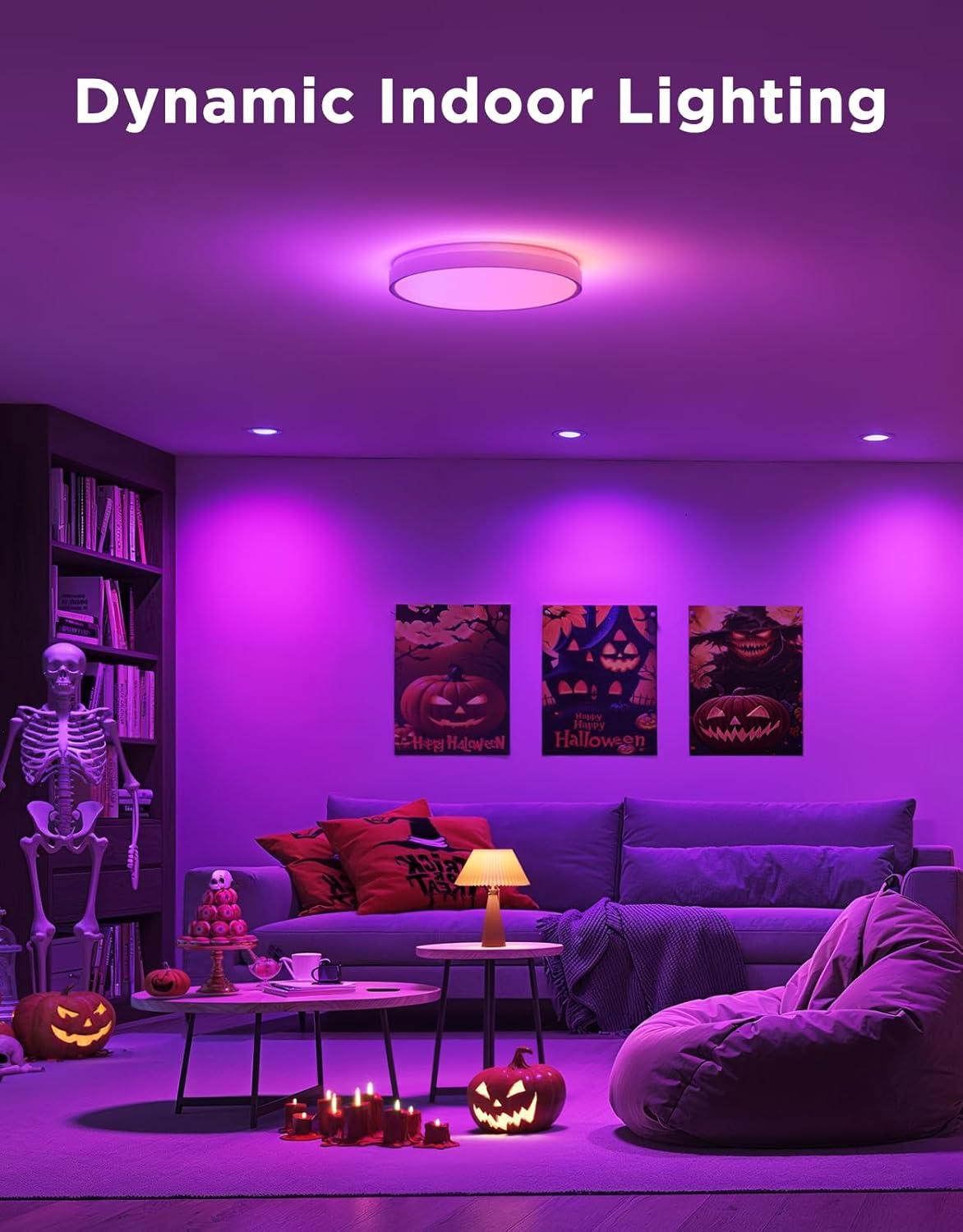 imageGovee Smart Ceiling Light 4300LM RGBIC LED Ceiling Light Fixture Works with Matter Flush Mount Light Fixture DIY Colors 2700K6500K Dimmable for Bedroom Living Room 15 Inch 1 Pack