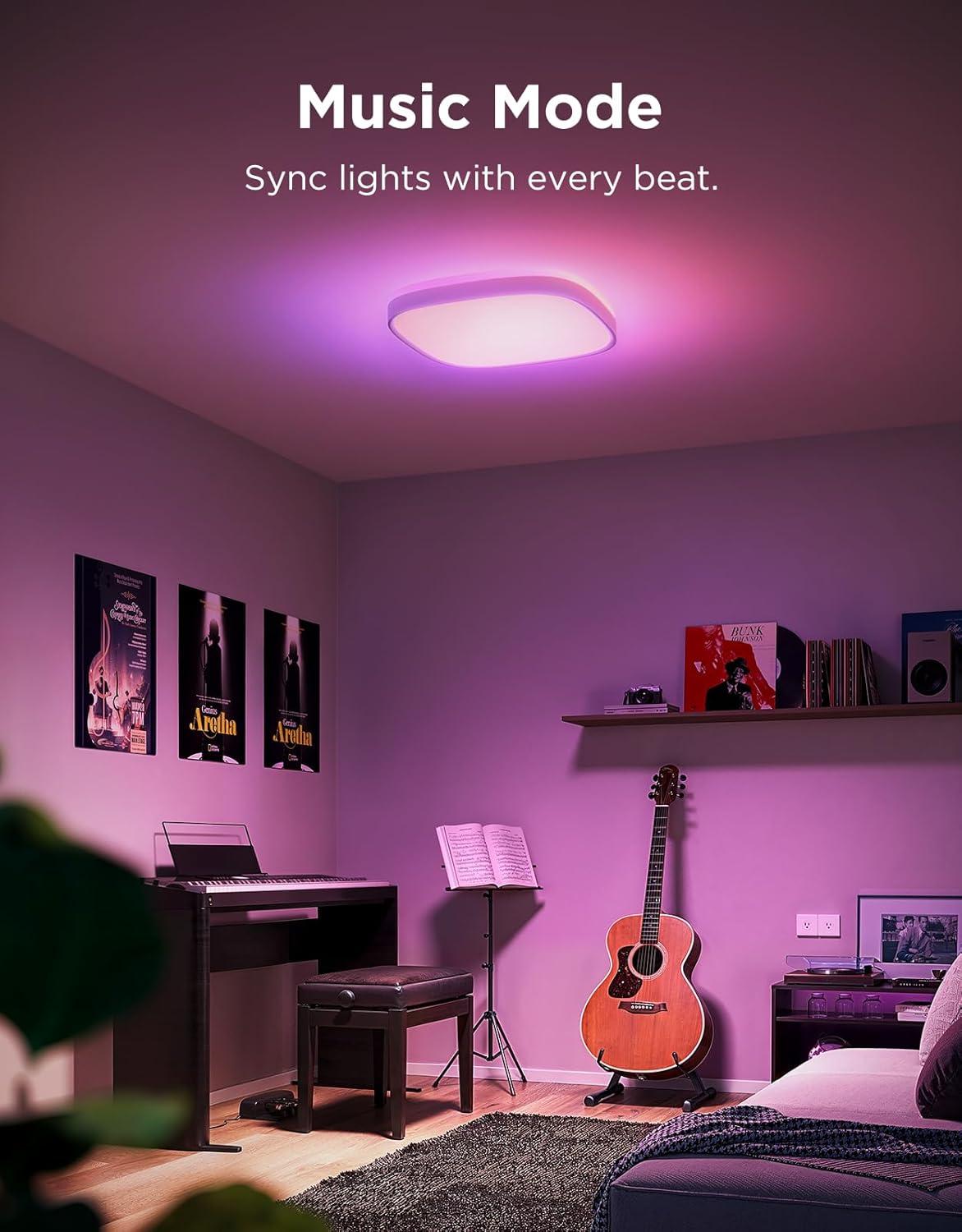 imageGovee Smart Ceiling Light RGBIC LED Square Ceiling Light Fixture Works with Matter 2400LM Flush Mount Light Fixture DIY Colors 2700K6500K Dimmable for Bedroom Living Room 12 Inch 1 Pack