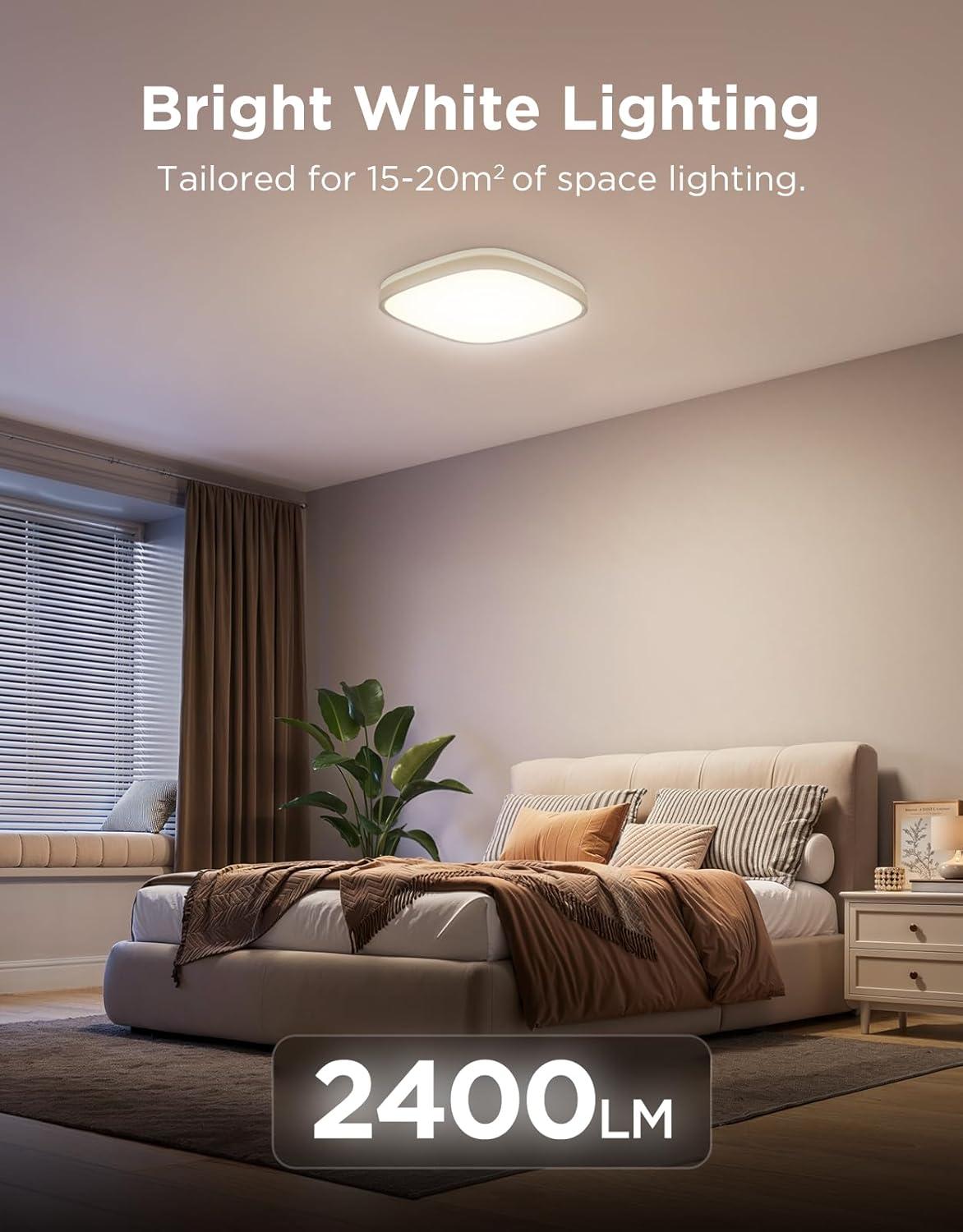 imageGovee Smart Ceiling Light RGBIC LED Square Ceiling Light Fixture Works with Matter 2400LM Flush Mount Light Fixture DIY Colors 2700K6500K Dimmable for Bedroom Living Room 12 Inch 1 Pack