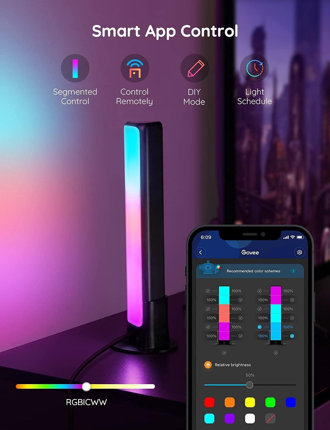 imageGovee Smart LED Light Bars Work with Alexa and Google Assistant RGBICWW WiFi TV Backlights with Scene and Music Modes for Gaming Pictures PC Room Decoration