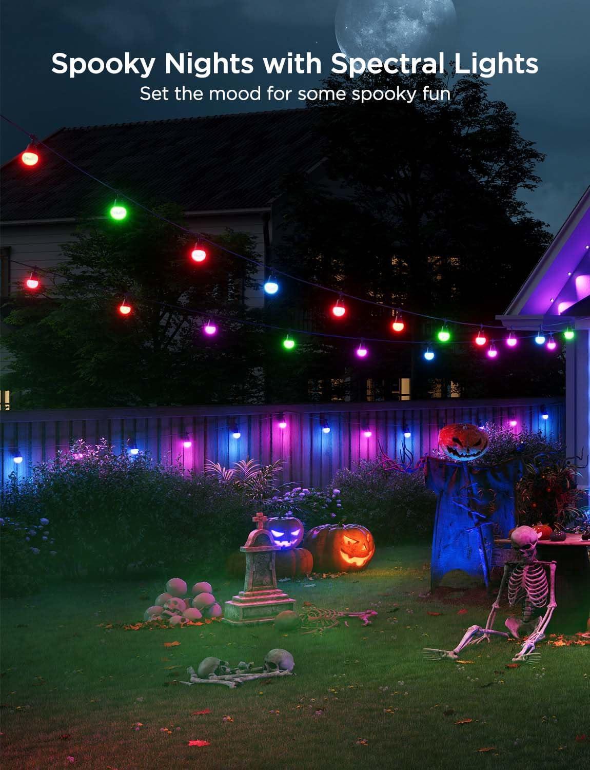 imageGovee Smart Outdoor String Lights 2 144ft Outdoor Lights with Dimmable Warm White LED Bulbs 47 Scene Modes for Patio Backyard Balcony IP65 Waterproof Works with Alexa App Control144ft