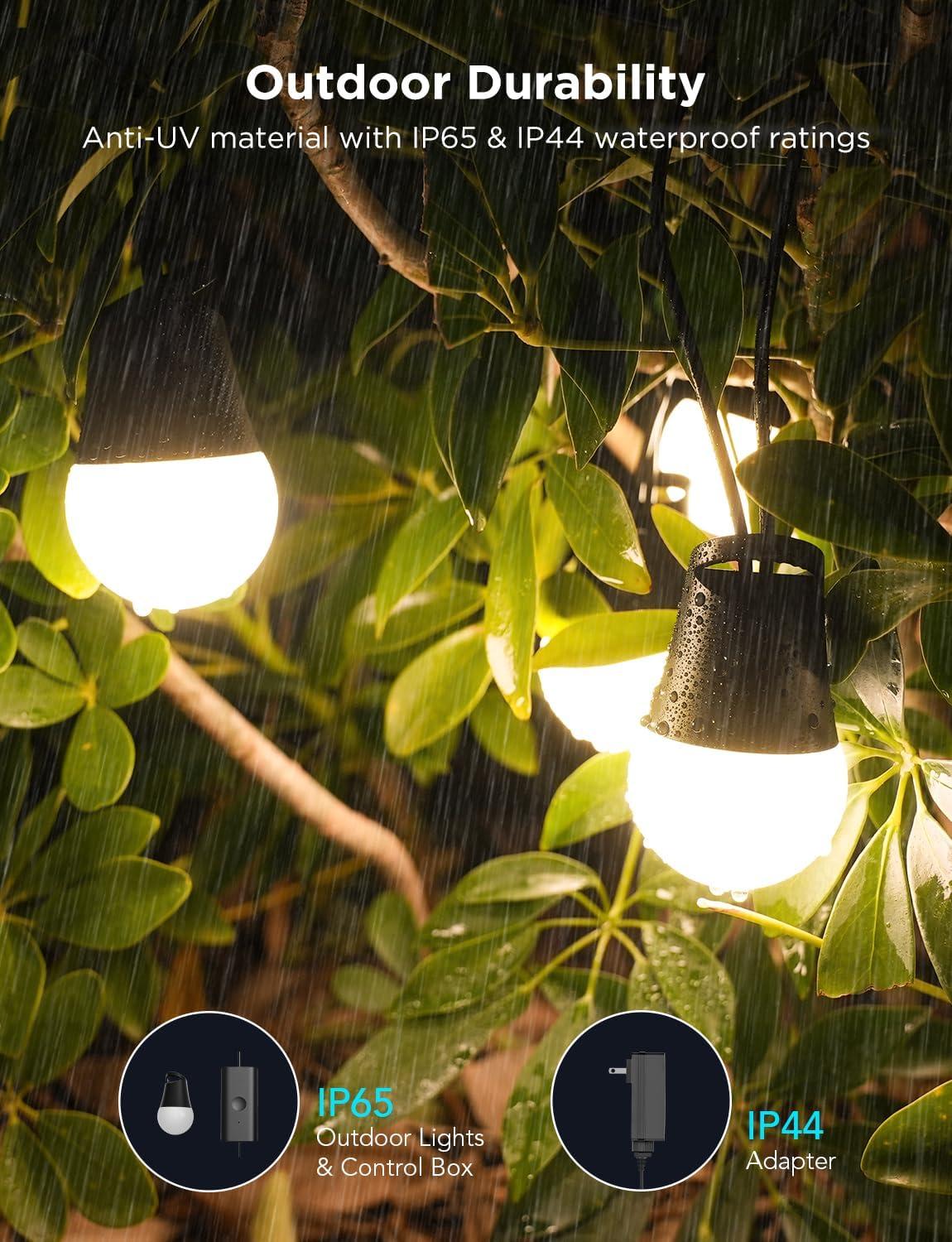 imageGovee Smart Outdoor String Lights 2 144ft Outdoor Lights with Dimmable Warm White LED Bulbs 47 Scene Modes for Patio Backyard Balcony IP65 Waterproof Works with Alexa App Control144ft