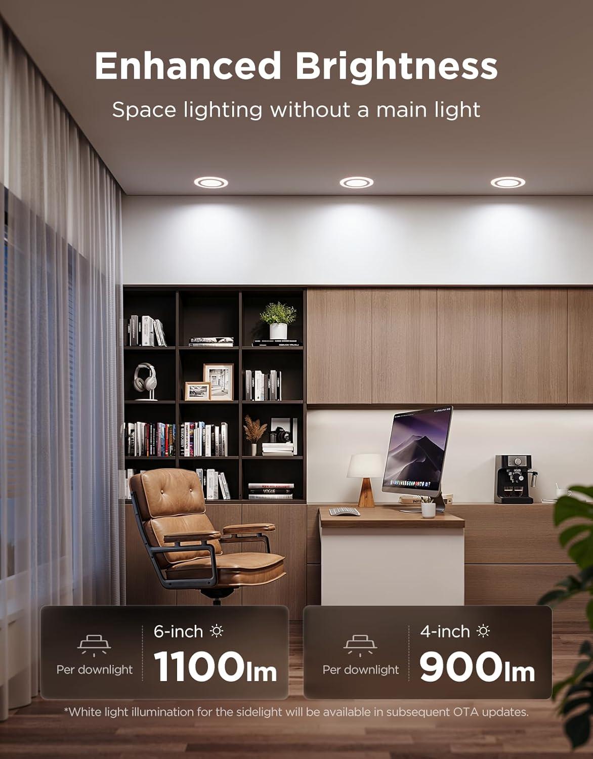 imageGovee Smart Recessed Lighting 6 Inch Matter RGBIC LED Recessed Light Work with Alexa Google Assistant Dimmable 1100LM Canless Downlight with Junction Box for Living Room Bedroom Kitchen 4 Pack6 Inch