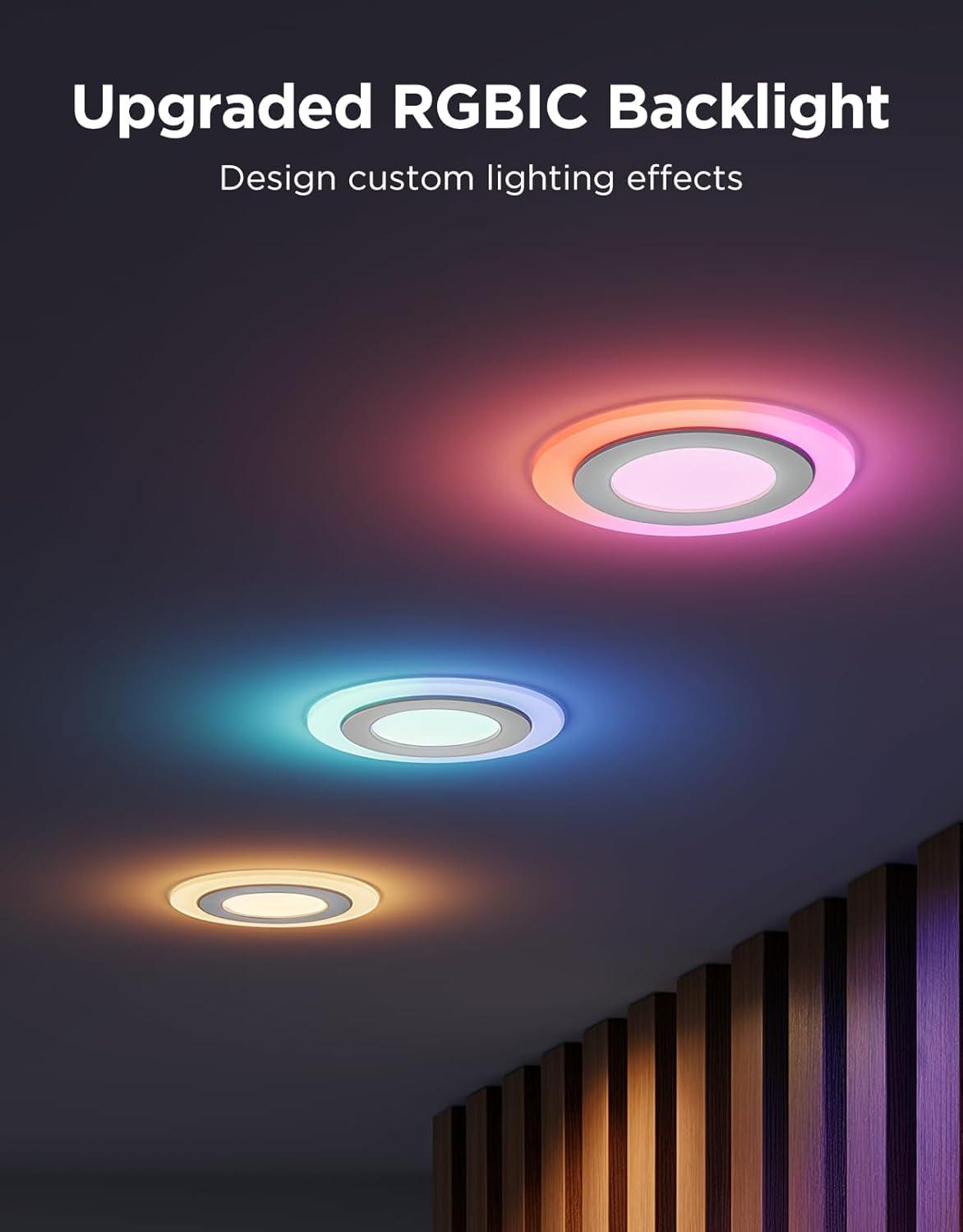 imageGovee Smart Recessed Lighting 6 Inch Matter RGBIC LED Recessed Light Work with Alexa Google Assistant Dimmable 1100LM Canless Downlight with Junction Box for Living Room Bedroom Kitchen 4 Pack4 Inch