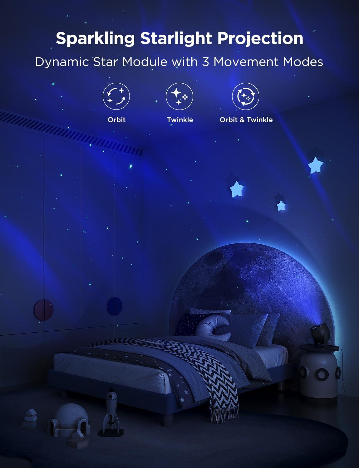 imageGovee Star Light Projector with 3 Aurora Flowing Effects Star Projector Works with Matter Alexa and Google Assistant 16 Million Colors 52 Scene Modes Night Light Projector Without Plug