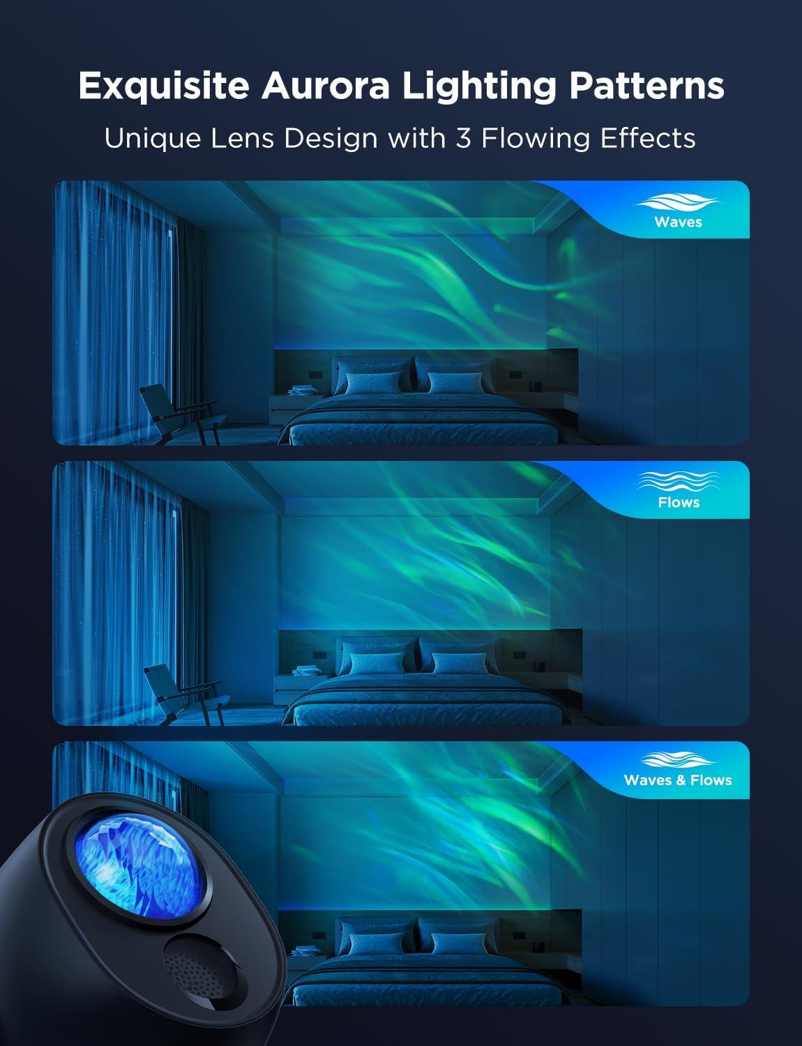 imageGovee Star Light Projector with 3 Aurora Flowing Effects Star Projector Works with Matter Alexa and Google Assistant 16 Million Colors 52 Scene Modes Night Light Projector Without Plug