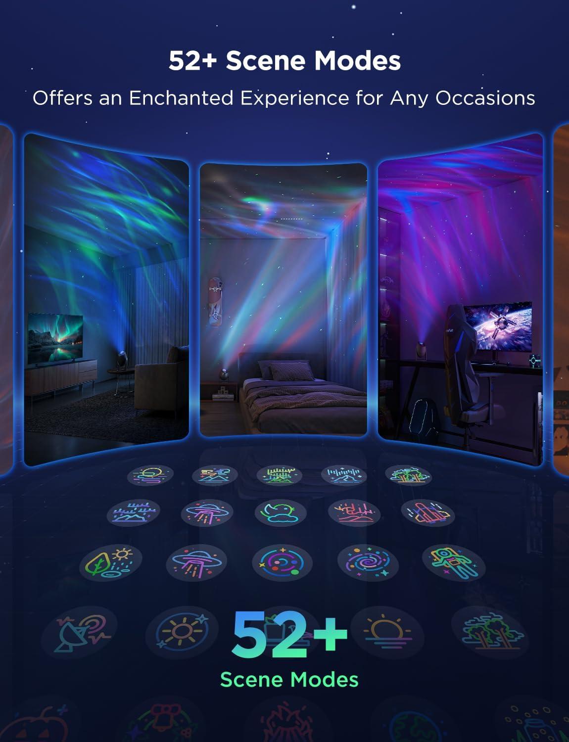 imageGovee Star Light Projector with 3 Aurora Flowing Effects Star Projector Works with Matter Alexa and Google Assistant 16 Million Colors 52 Scene Modes Night Light Projector Without Plug