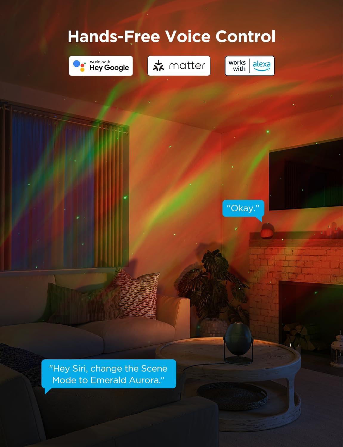 imageGovee Star Light Projector with 3 Aurora Flowing Effects Star Projector Works with Matter Alexa and Google Assistant 16 Million Colors 52 Scene Modes Night Light Projector Without Plug