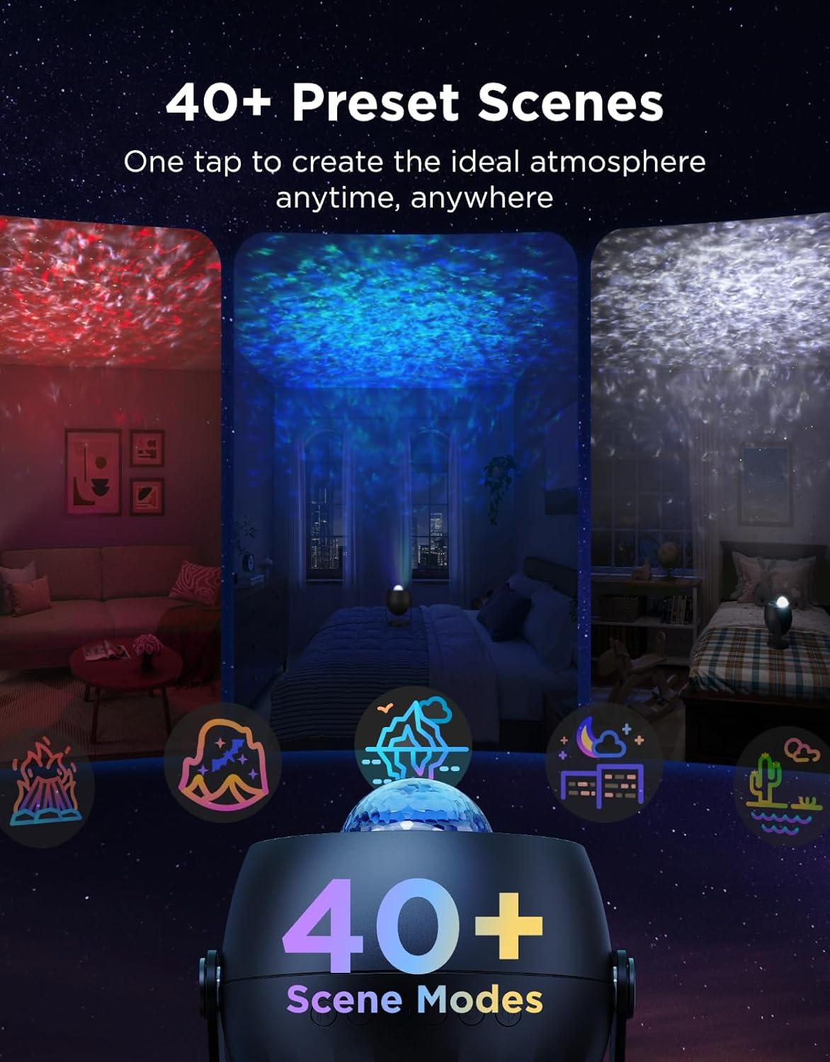 imageGovee Star Projector Light Ocean Wave Projector Light with Dynamic Ripple Effects Works with Matter 40 Scene Modes 18 White Noise Options LED Night Light for Bedroom No Power Adapter