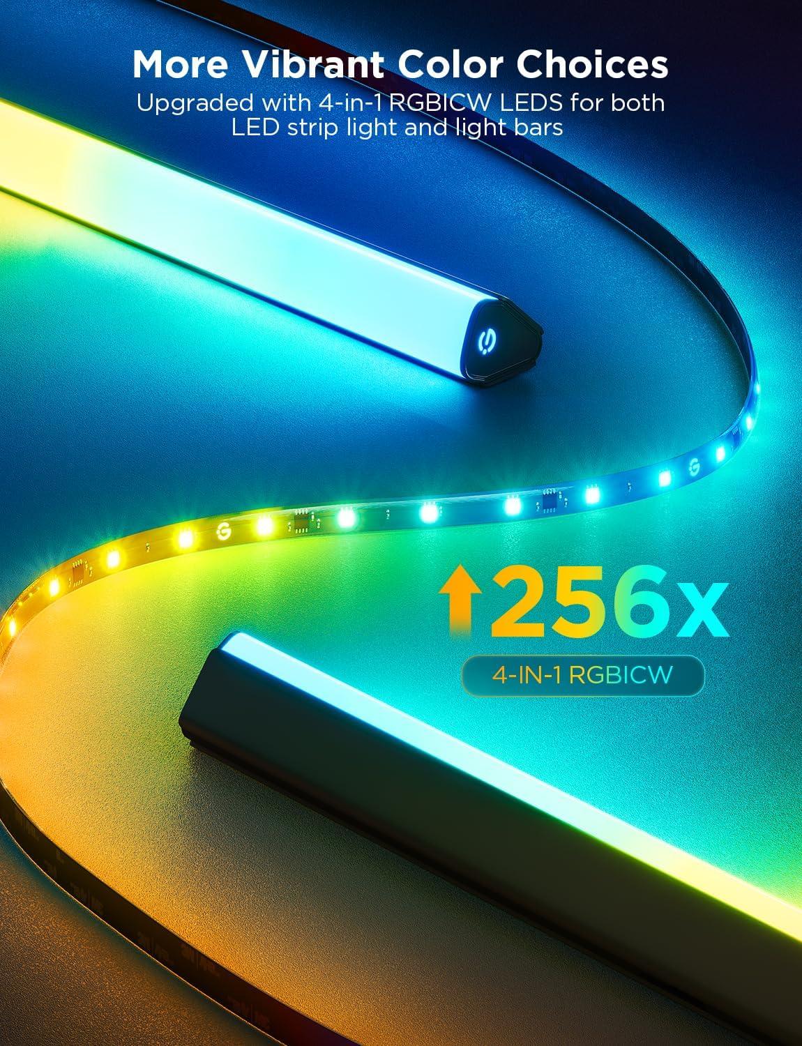 imageGovee TV Backlight 3 Lite Kit 118ft RGBICW WiFi TV LED Strip Lights for 5565in TVs with Camera and 15 Inches Smart Light Bars with 4in1 Light Beads  Works with Alexa ampamp Google Home