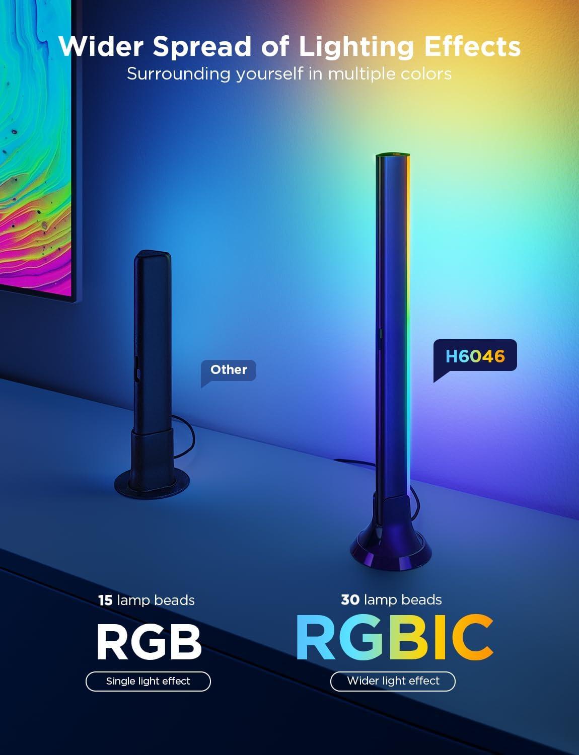 imageGovee TV Backlight 3 Lite Kit 118ft RGBICW WiFi TV LED Strip Lights for 5565in TVs with Camera and 15 Inches Smart Light Bars with 4in1 Light Beads  Works with Alexa ampamp Google Home