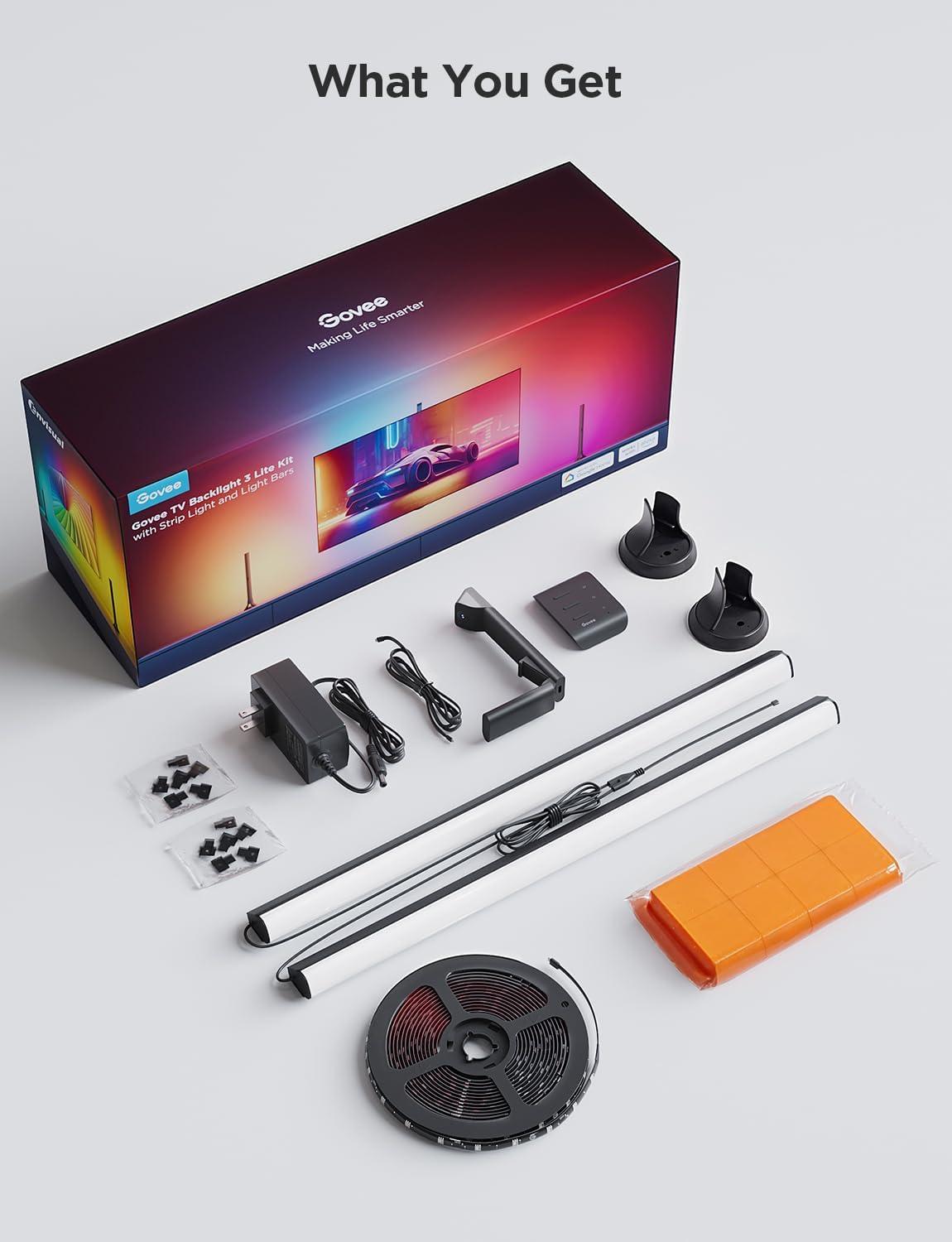 imageGovee TV Backlight 3 Lite Kit 118ft RGBICW WiFi TV LED Strip Lights for 5565in TVs with Camera and 15 Inches Smart Light Bars with 4in1 Light Beads  Works with Alexa ampamp Google Home