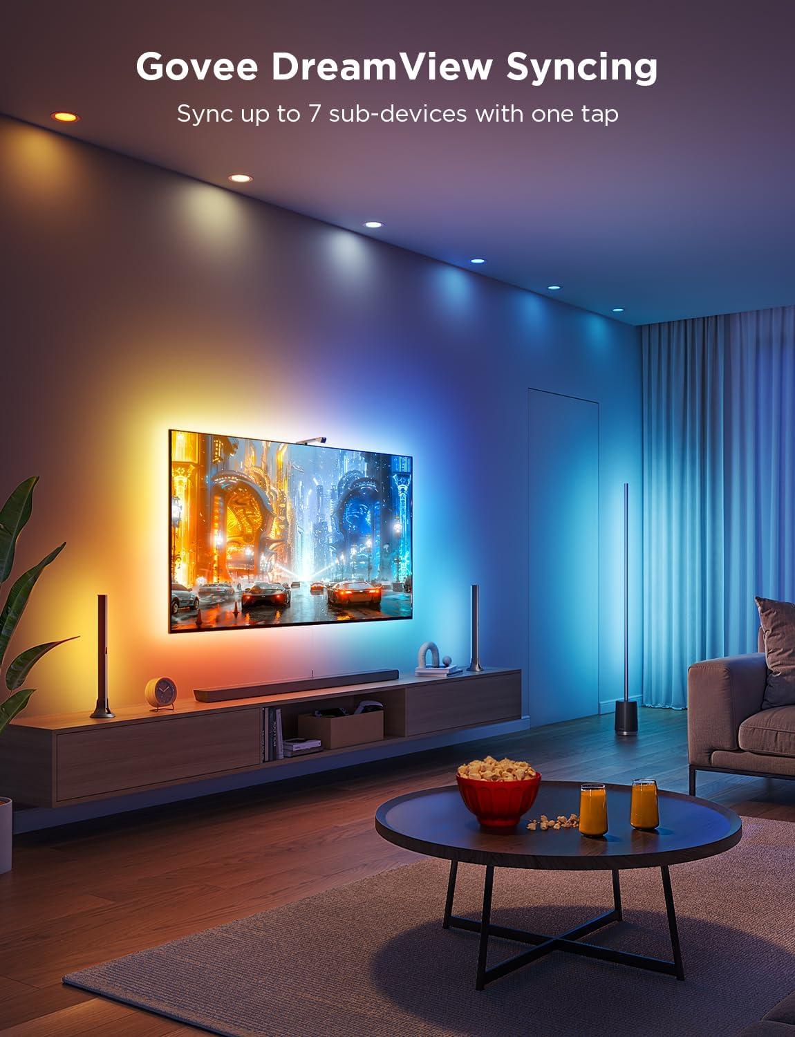 imageGovee TV Backlight 3 Lite Kit 118ft RGBICW WiFi TV LED Strip Lights for 5565in TVs with Camera and 15 Inches Smart Light Bars with 4in1 Light Beads  Works with Alexa ampamp Google Home