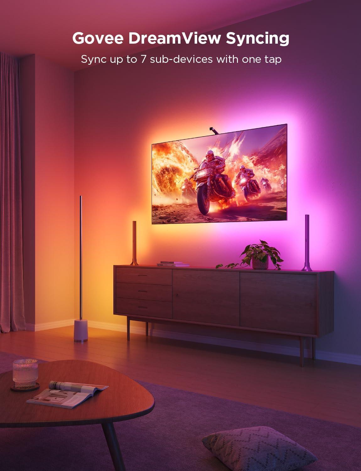 imageGovee TV Backlight 3 Lite with FishEye Correction Function Sync to 5565 Inch TVs 118ft RGBICW WiFi LED Strip Lights with Camera 4 Colors in 1 Lamp Bead Voice and APP Control Adapter78FT for 4050 TV