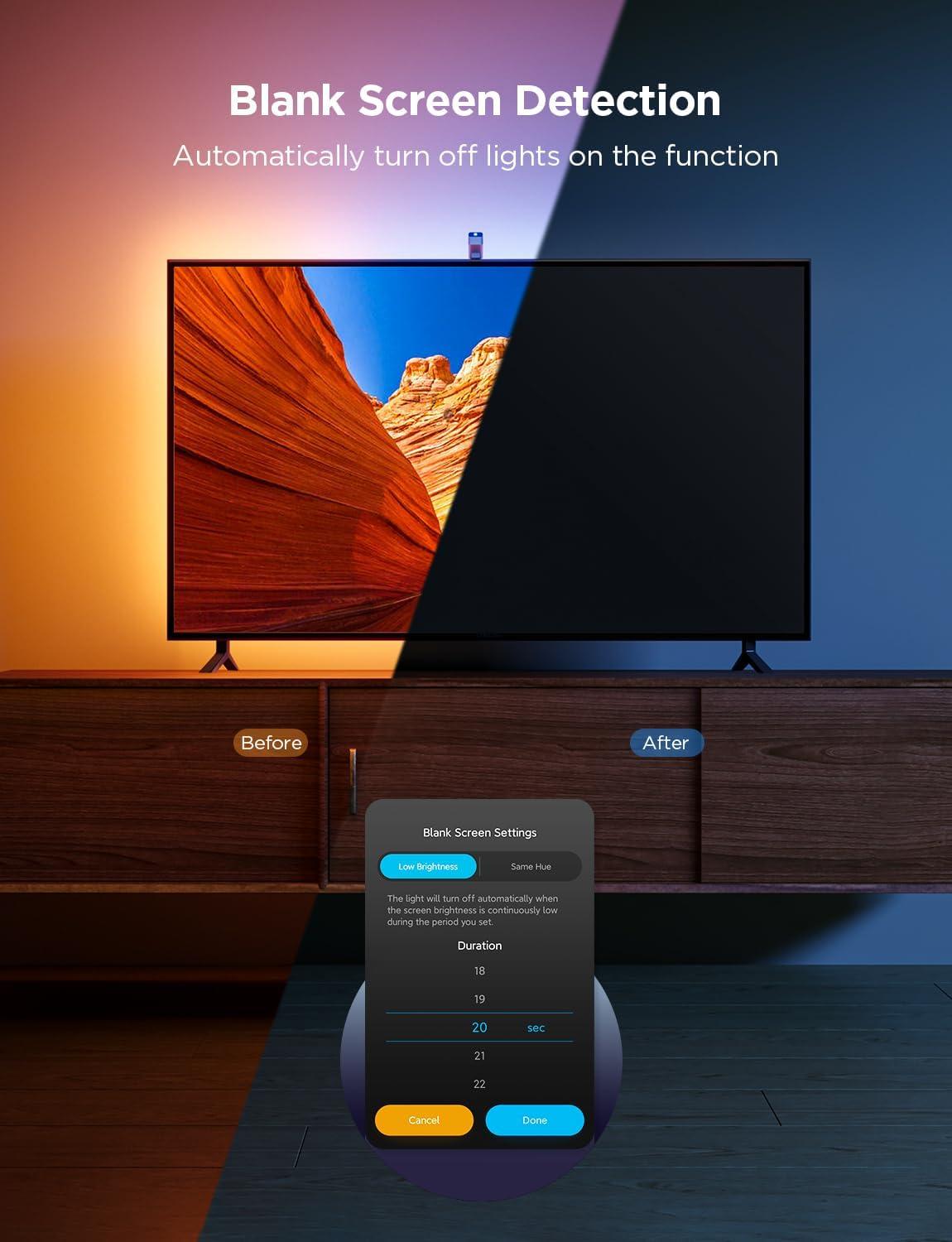 imageGovee TV Backlight 3 Lite with FishEye Correction Function Sync to 5565 Inch TVs 118ft RGBICW WiFi LED Strip Lights with Camera 4 Colors in 1 Lamp Bead Voice and APP Control Adapter78FT for 4050 TV