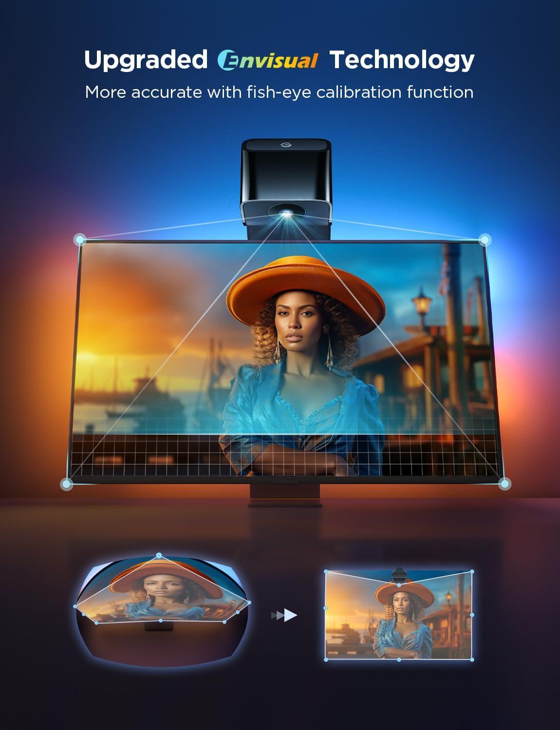 imageGovee TV Backlight 3 Lite with FishEye Correction Function Sync to 5565 Inch TVs 118ft RGBICW WiFi LED Strip Lights with Camera 4 Colors in 1 Lamp Bead Voice and APP Control Adapter118FT for 5565 TV