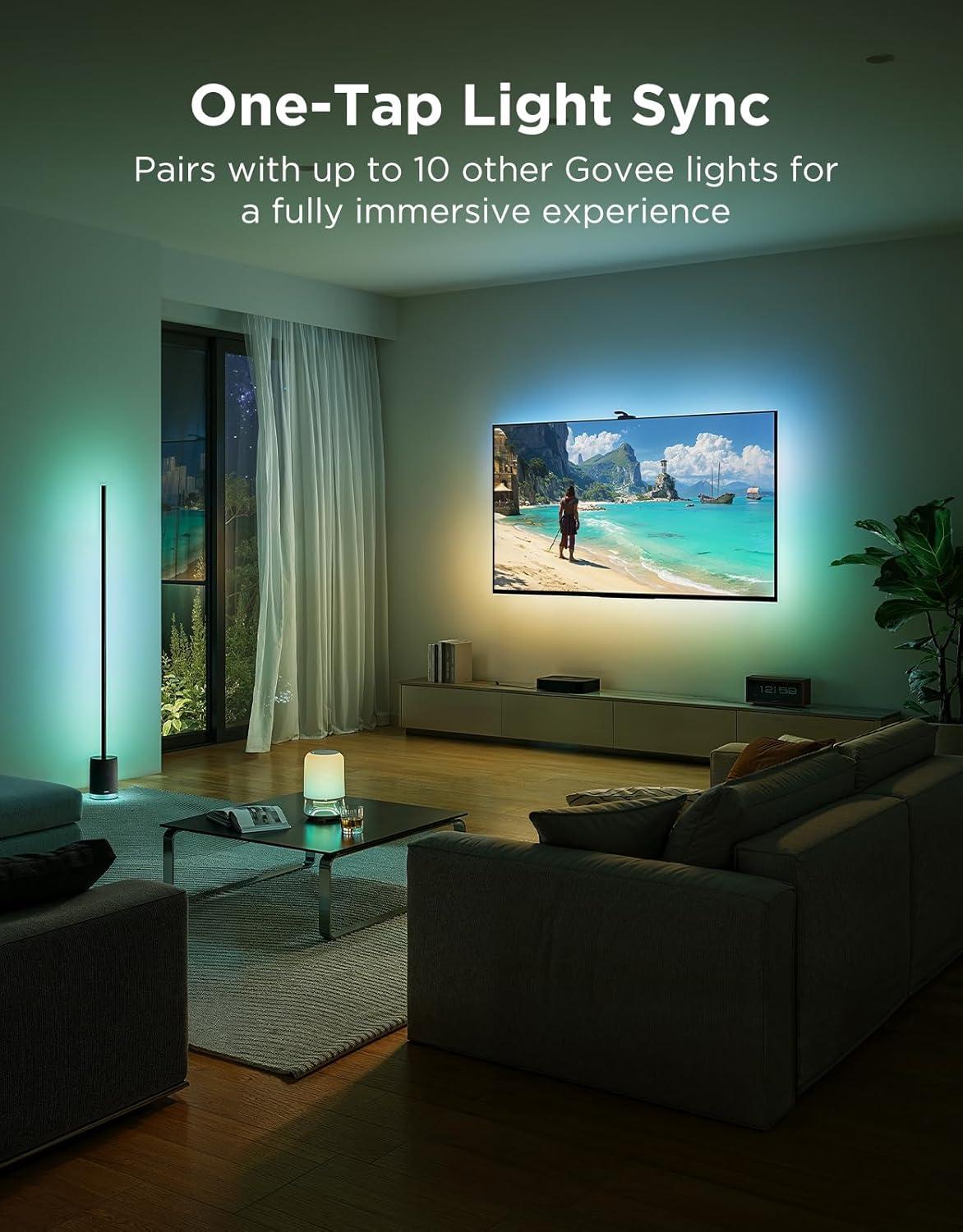 imageGovee TV Backlight 3 Pro with HDR Triple Camera 118ft 5in1 RGBWWIC LED Strip Lights That Change with 5565 Inch TVs 75LEDsm Supports AI Filter Smart App and Vioce Control DreamView Sync118FT for 5565 TV