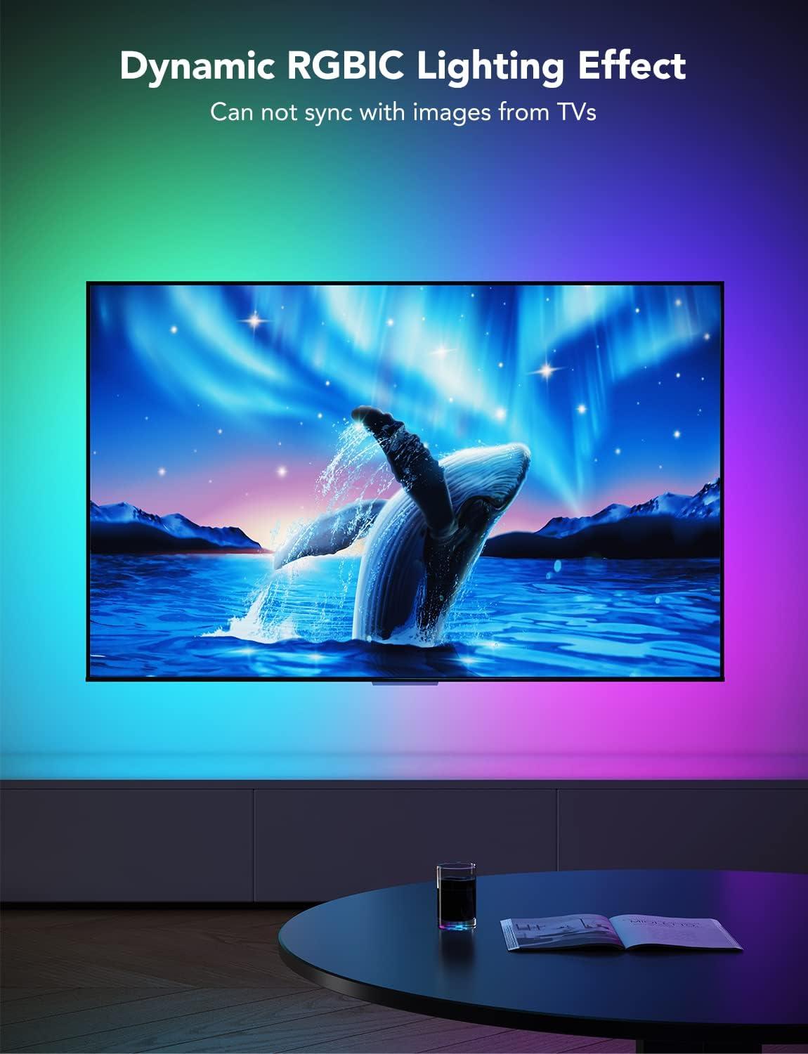 imageGovee TV LED Backlight RGBIC Smart LED Strip Lights for 5565 Inch TVs Bluetooth and WiFi APP Control Works with Alexa ampamp Google Assistant Music Sync 99 Scene Modes Adapter125FT for 5565 TV