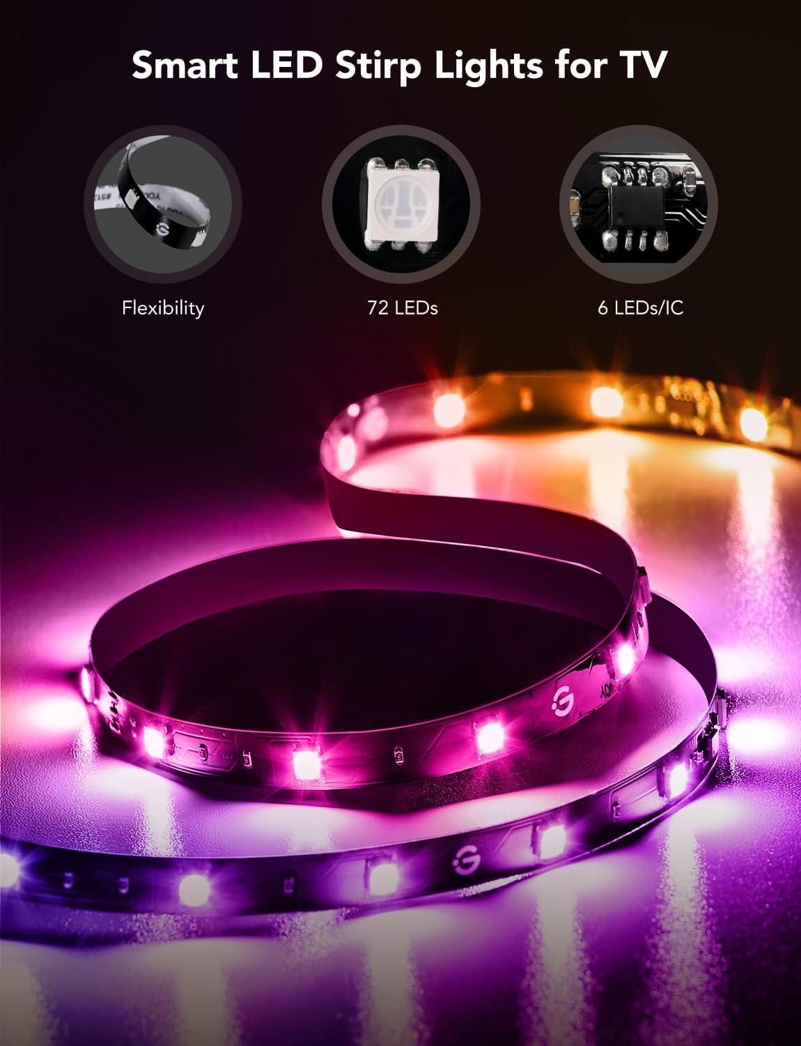 imageGovee TV LED Backlight Strip RGBIC Smart LED Backlight for 4050inch TVs Music Sync WiFi Bluetooth ampamp App Control Works with Alexa ampamp Google Assistant 77 Scene Modes Adapter