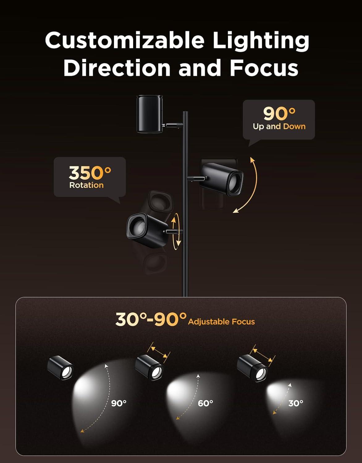 imageGovee Tree Floor Lamp Compatible with Matter 3 Rotatable Lights with LuminBlend Technology Standing Lamp with 64 Dynamic Scenes Music Sync Ideal Floor Lamp for Bedroom Living Room Reading Room