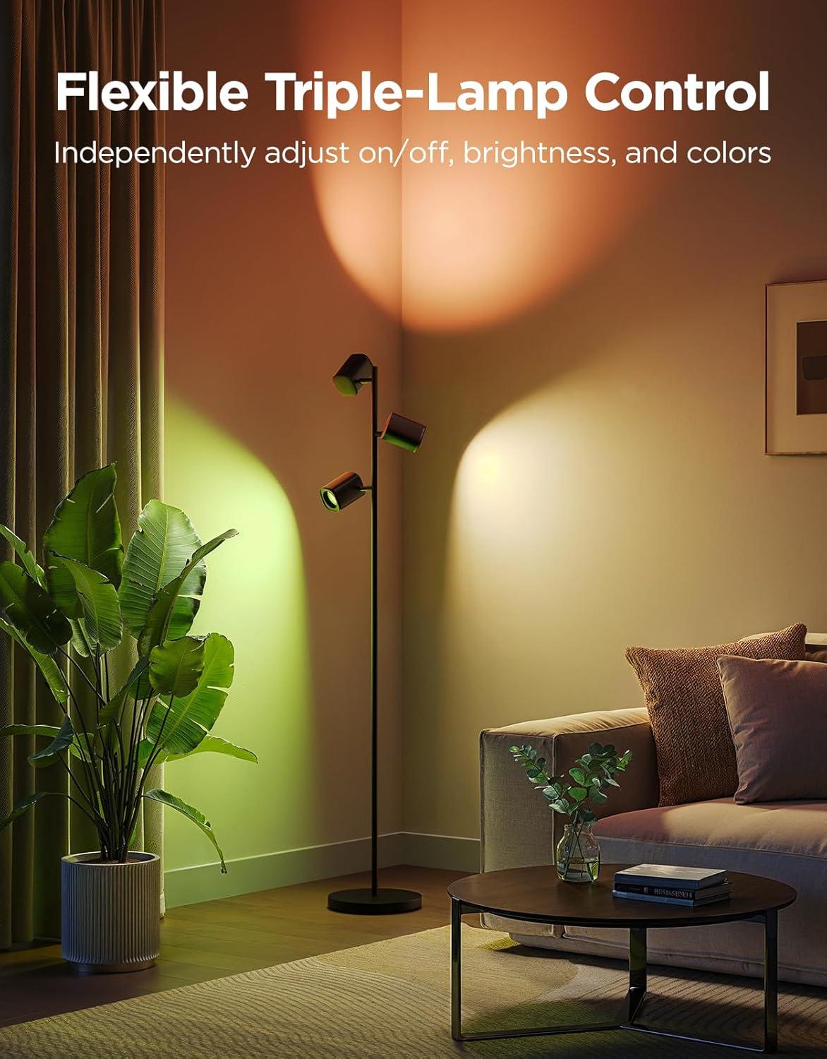imageGovee Tree Floor Lamp Compatible with Matter 3 Rotatable Lights with LuminBlend Technology Standing Lamp with 64 Dynamic Scenes Music Sync Ideal Floor Lamp for Bedroom Living Room Reading Room