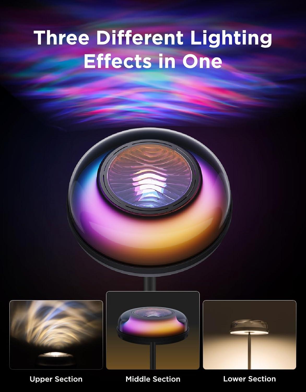 imageGovee Uplighter Floor Lamp for Living Room RGBIC Ripple Projector Floor Lamp for Bedroom Works with Matter 215 ft Light Area 1000lm LED Modern Corner Floor Light Warm Cool White Standing Lamp