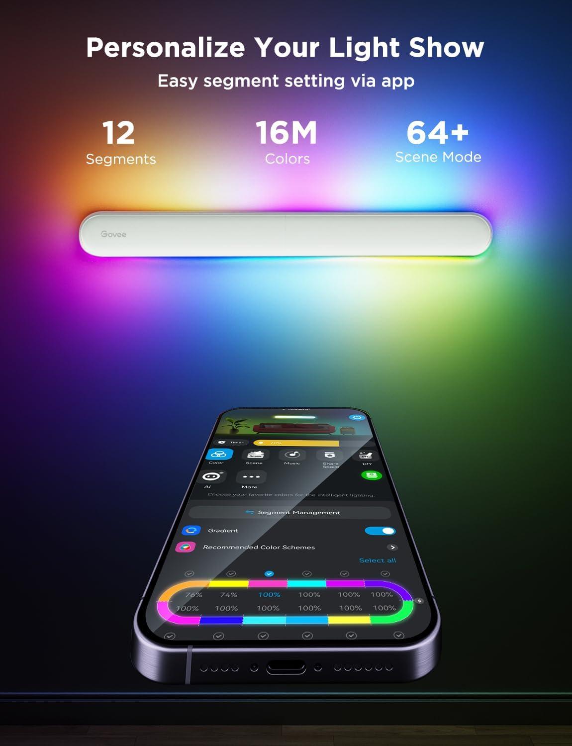 imageGovee Wall Sconce Smart RGBIC Wall Lights Works with Matter ampamp Alexa Music Sync Wall Mount Light Plug in Color Changing Modern Room Light for Living Room Bedroom Gaming Room Hallway 1 Pack