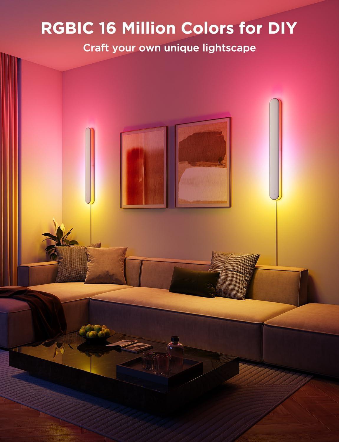 imageGovee Wall Sconce Smart RGBIC Wall Lights Works with Matter ampamp Alexa Music Sync Wall Mount Light Plug in Color Changing Modern Room Light for Living Room Bedroom Gaming Room Hallway 1 Pack