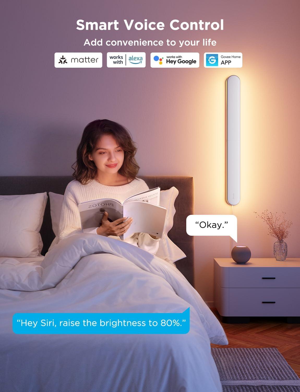 imageGovee Wall Sconce Smart RGBIC Wall Lights Works with Matter ampamp Alexa Music Sync Wall Mount Light Plug in Color Changing Modern Room Light for Living Room Bedroom Gaming Room Hallway 1 Pack
