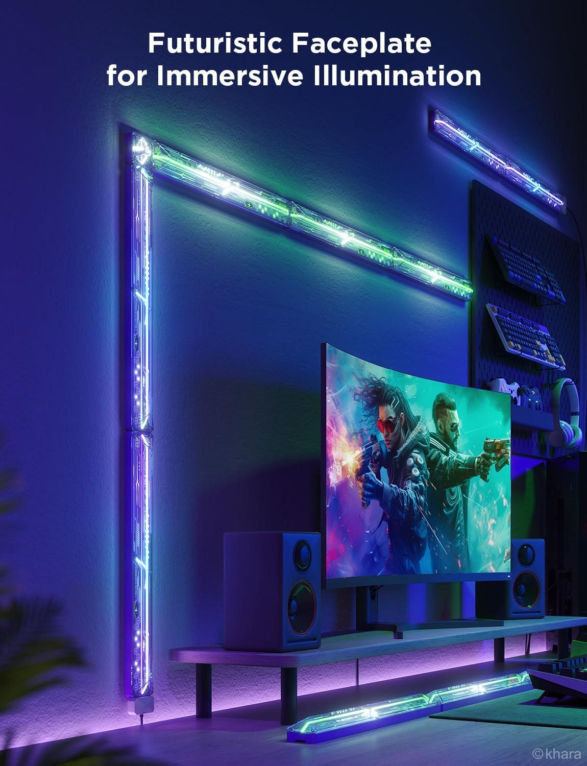 imageGovee x Evangelion Gaming Wall Light RGBIC Glide Wall Light Work with Matter Alexa and Google Assistant DIY Customized LED Wall Lighting Effects and ShapesGaming Light Bar for Gaming Room6Pcs2Connectors