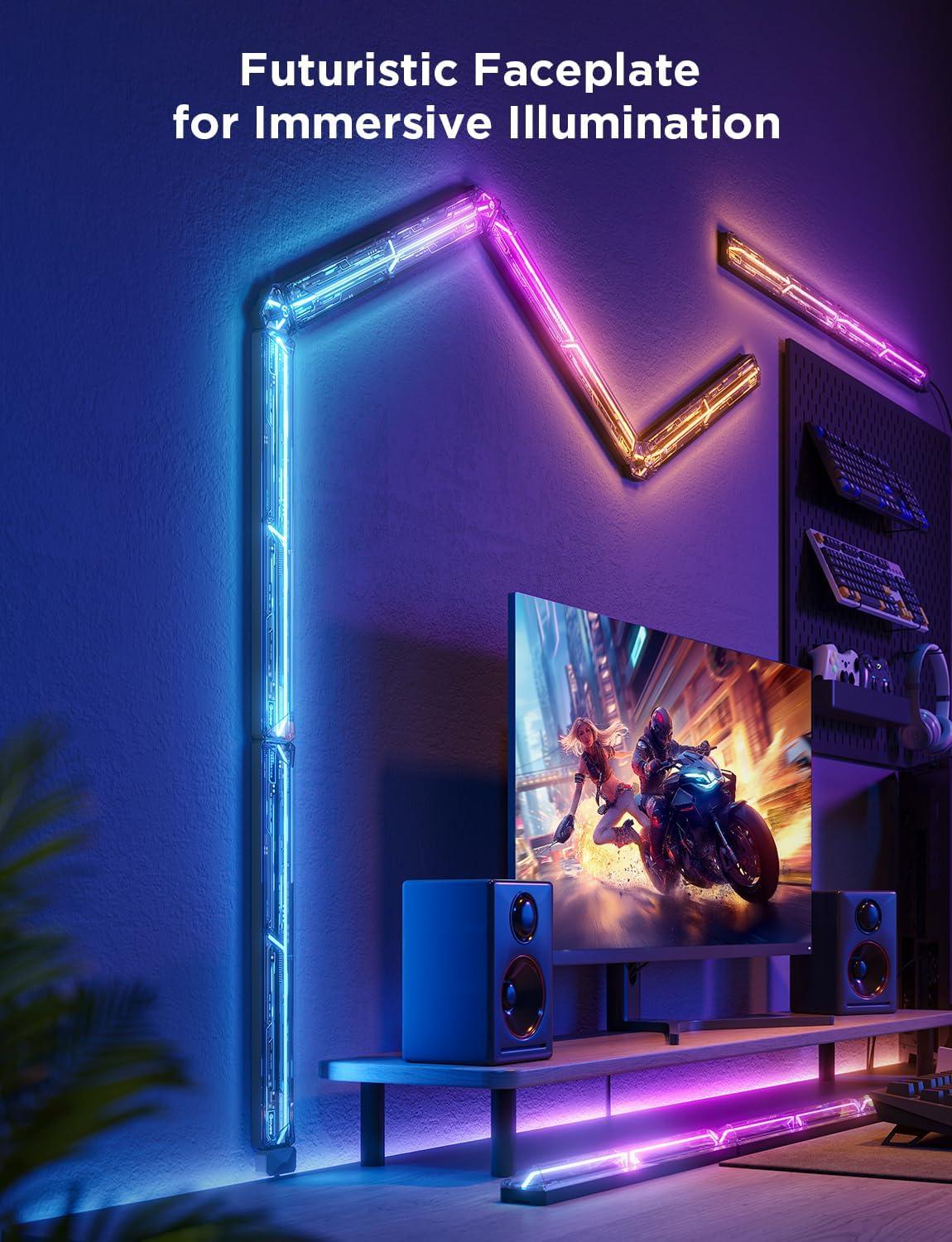 imageGovee x Evangelion Gaming Wall Light RGBIC Glide Wall Light Work with Matter Alexa and Google Assistant DIY Customized LED Wall Lighting Effects and ShapesGaming Light Bar for Gaming Room3Pcs1Connector