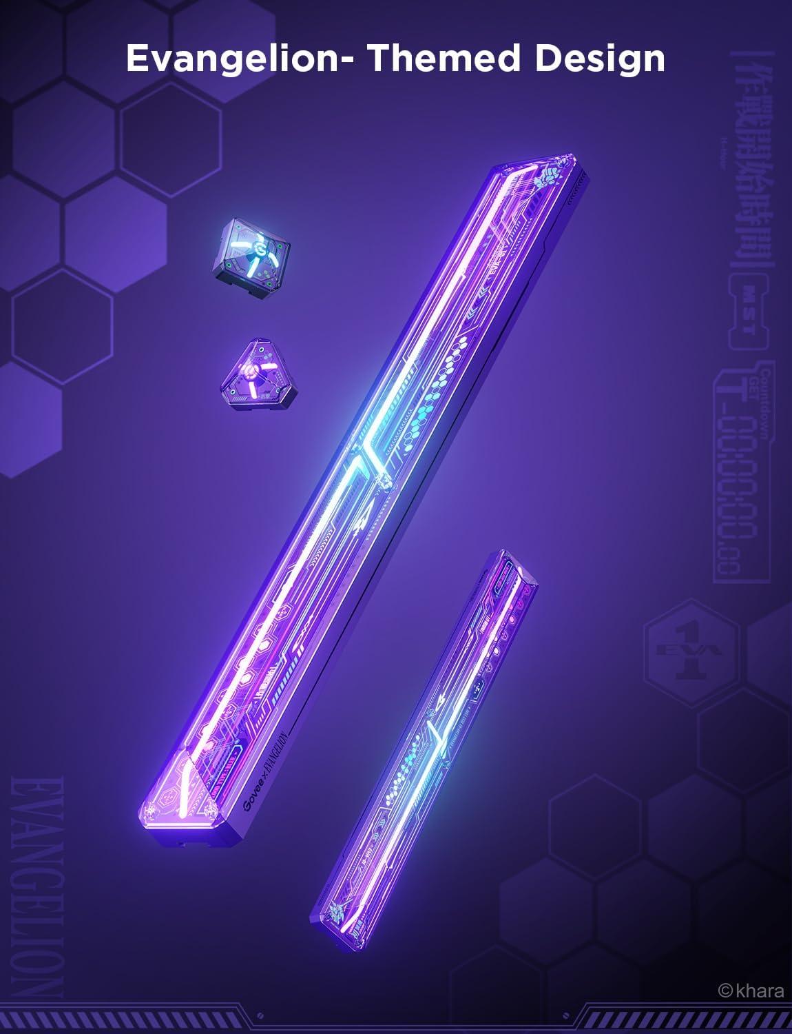 imageGovee x Evangelion Gaming Wall Light RGBIC Glide Wall Light Work with Matter Alexa and Google Assistant DIY Customized LED Wall Lighting Effects and ShapesGaming Light Bar for Gaming Room6Pcs2Connectors