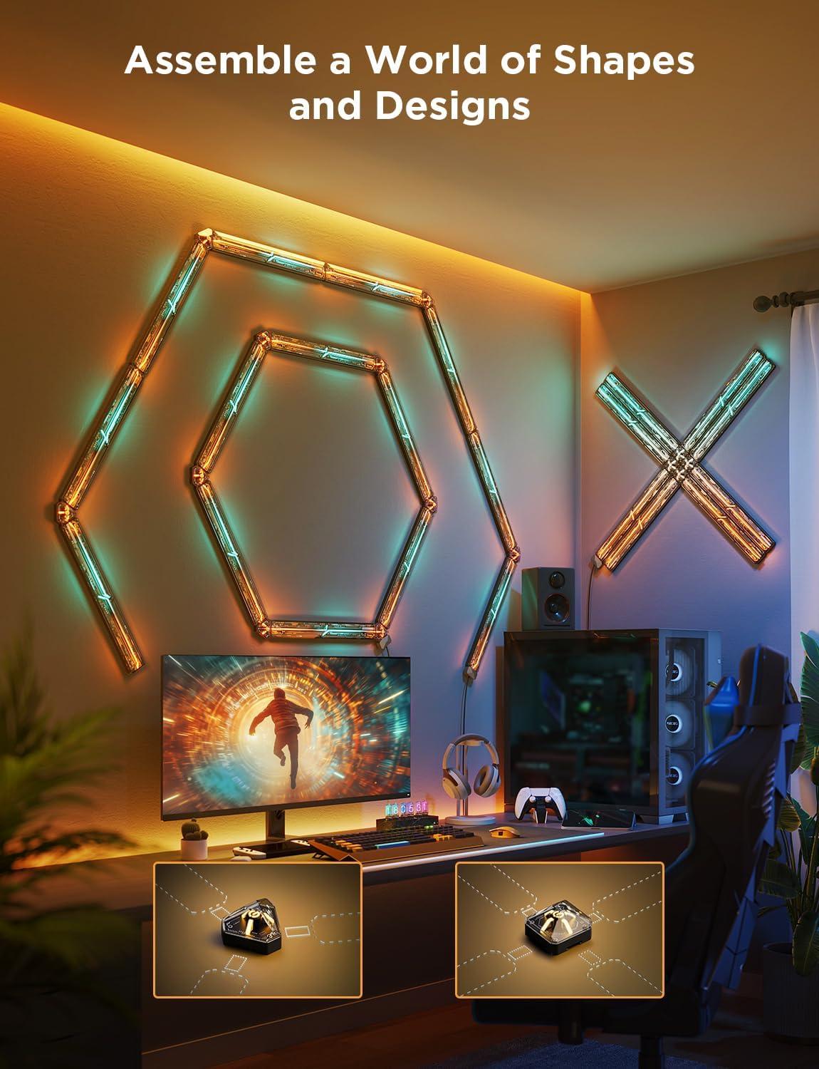 imageGovee x Evangelion Gaming Wall Light RGBIC Glide Wall Light Work with Matter Alexa and Google Assistant DIY Customized LED Wall Lighting Effects and ShapesGaming Light Bar for Gaming Room3Pcs1Connector