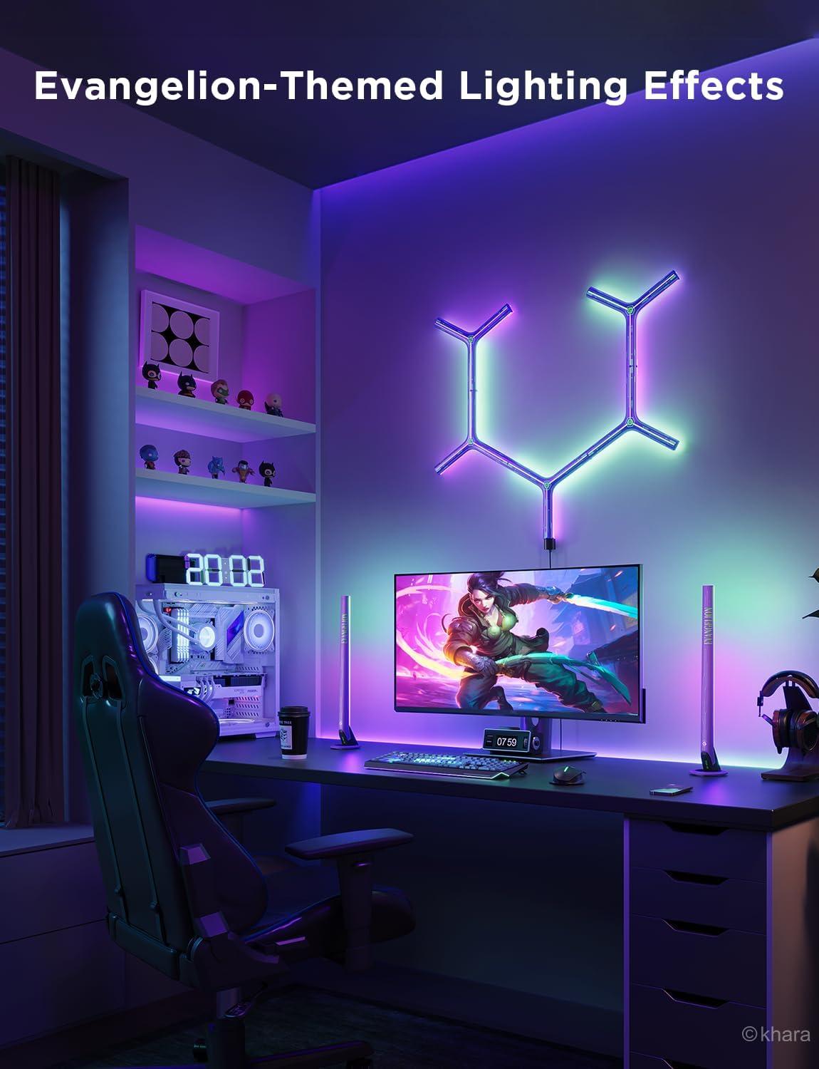 imageGovee x Evangelion Glide Y Lights RGBIC Gaming Wall Lights Smart WiFi Gaming Lights with Music Sync Work with Alexa and Google Assistant DIY and Timer Feature 5 Pack for Gaming Room5 Packs