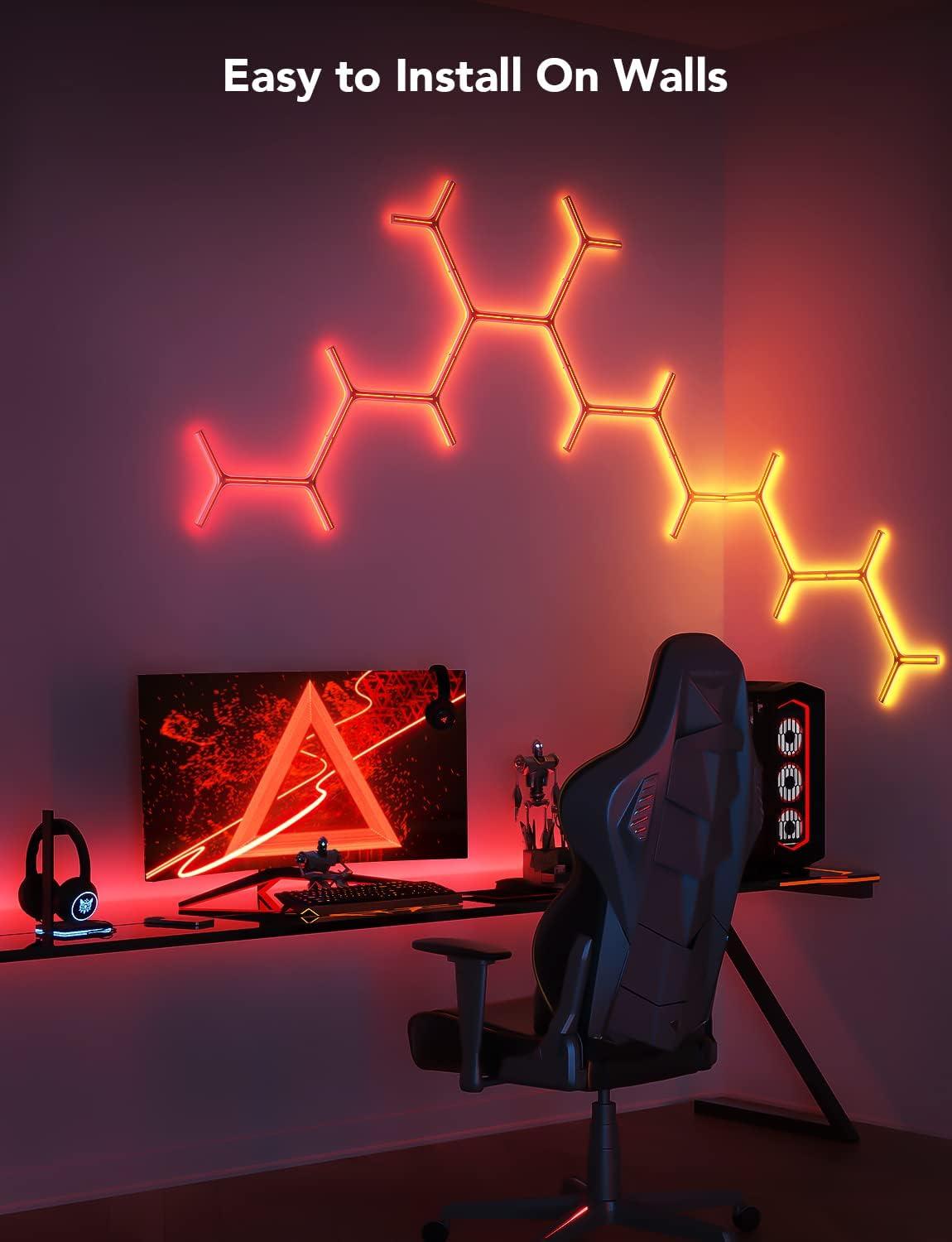 imageGovee x Evangelion Glide Y Lights RGBIC Gaming Wall Lights Smart WiFi Gaming Lights with Music Sync Work with Alexa and Google Assistant DIY and Timer Feature 5 Pack for Gaming Room7 Packs
