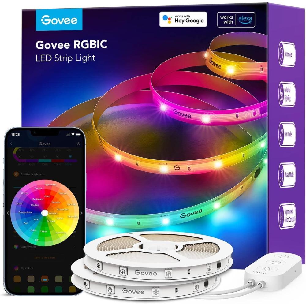 imageGovee 100ft RGBIC LED Strip Lights Smart LED Lights Work with Alexa and Google Assistant LED Lights for Bedroom WiFi App Control Segmented DIY Multiple Colors Color Changing Light 2 x 50ft656ft