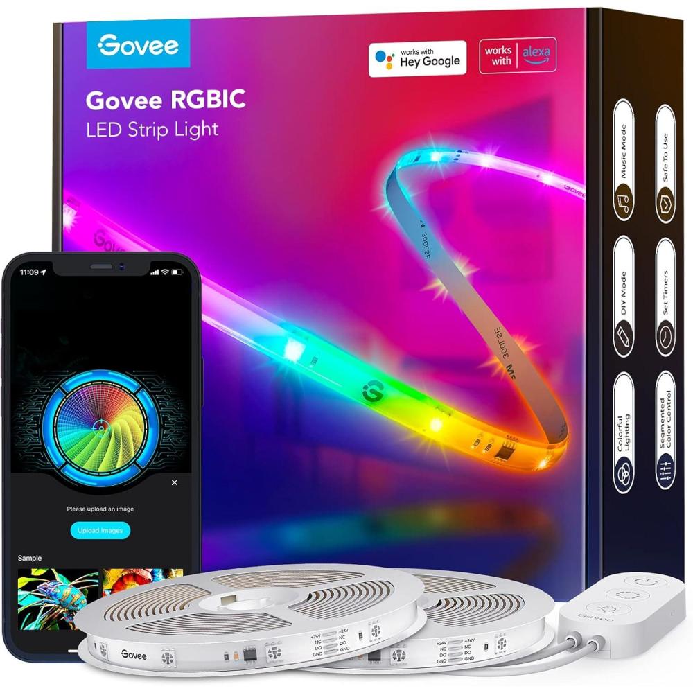imageGovee 656 feet RGBIC LED Strip Lights for Bedroom Smart Strip Lights Alexa Compatible Color Changing LED Lights Home Decor 2 Rolls of 328 feet656ft