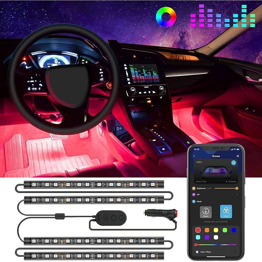 imageGovee Car LED Lights Smart Car Interior Lights with App Control RGB Lights with DIY Mode and Music Mode 2 Lines Design LED Lights for Cars with Car Charger 12V