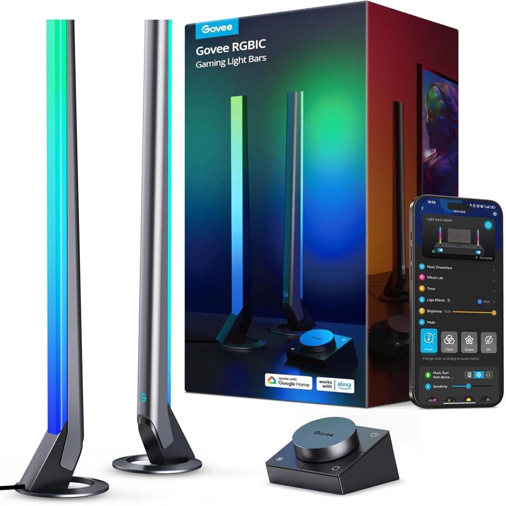 imageGovee RGBIC Gaming Light Bars H6047 with Smart Controller WiFi Smart LED Gaming Lights with Music Modes and 60 Scene Modes Built Works with Alexa ampamp Google Assistant Game Room Lights DecorDark Grey