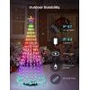 imageGovee Christmas Cone Tree Lights 6ft 316 LEDs RGBIC Christmas Tree Lights with Smart App Control IP67 Waterproof Outdoor String Lights for Xmas Decorations 82 Scene Modes Music Sync Black StandWhite