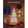 imageGovee Christmas Cone Tree Lights 6ft 316 LEDs RGBIC Christmas Tree Lights with Smart App Control IP67 Waterproof Outdoor String Lights for Xmas Decorations 82 Scene Modes Music Sync Black StandWhite