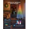 imageGovee Christmas Cone Tree Lights 6ft 316 LEDs RGBIC Christmas Tree Lights with Smart App Control IP67 Waterproof Outdoor String Lights for Xmas Decorations 82 Scene Modes Music Sync Black StandWhite