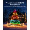 imageGovee Christmas Lights 2 RGBWIC 99FT 300LEDs Holiday String Lights with Shape Mapping Function Smart LED Decoration for Indoor Outdoor Tree 130 Preset Scenes Voice and APP Control Green WireGreen