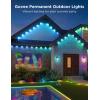 imageGovee Permanent Outdoor Lights 2 100ft RGBIC Outdoor Lights with 72 LED Lights IP67 Waterproof 100 Scene Modes with 40lm White for Outdoor Decorations Works with Alexa Google Assistant WhiteBlack