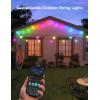imageGovee Smart Outdoor String Lights H7015 48ft RGBIC Outdoor Lights with 15 Dimmable LED Bulbs IP65 Waterproof Color Changing Warm White Lights with 47 Scene Modes for Patio Backyard App Control24ft